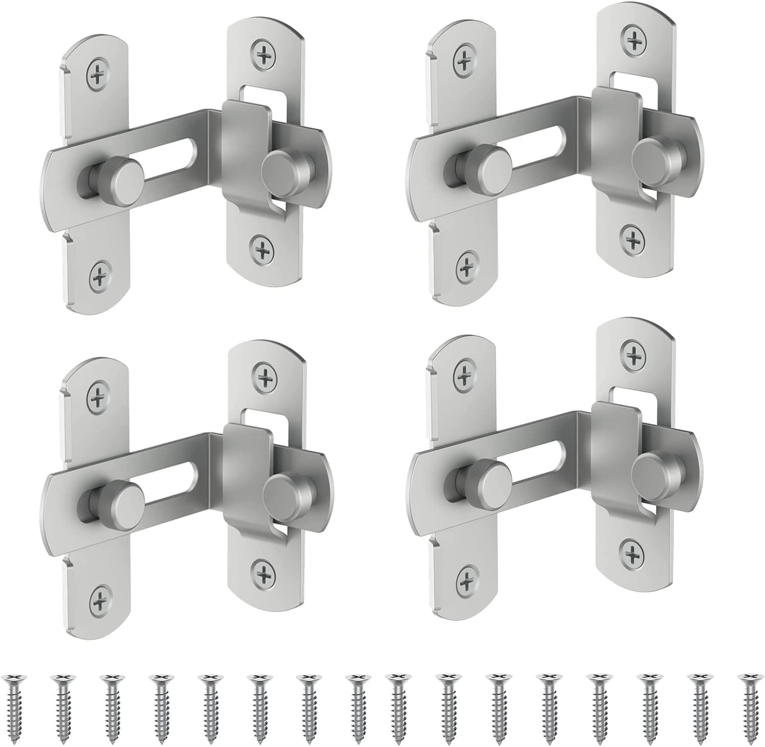 Drumil Stainless Steel 90° Flip Barn Door Lock – 4 Pack Heavy Duty Hook Latch for Sliding Doors, Closets, Gates, Cabinets – Antique Style Safety Lock for Indoor & Outdoor Use-picture-13