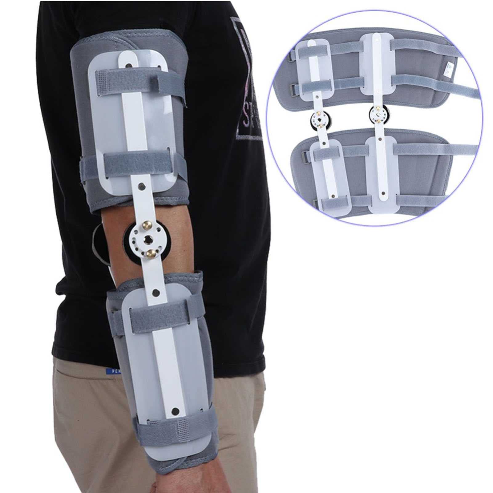 Ortesis de rodilla con bisagra Soporte de codo Soporte de articulación de codo, soporte de rehabilitación de fractura de codo transpirable ajustable, para alivio del dolor de artritis, recuperación d