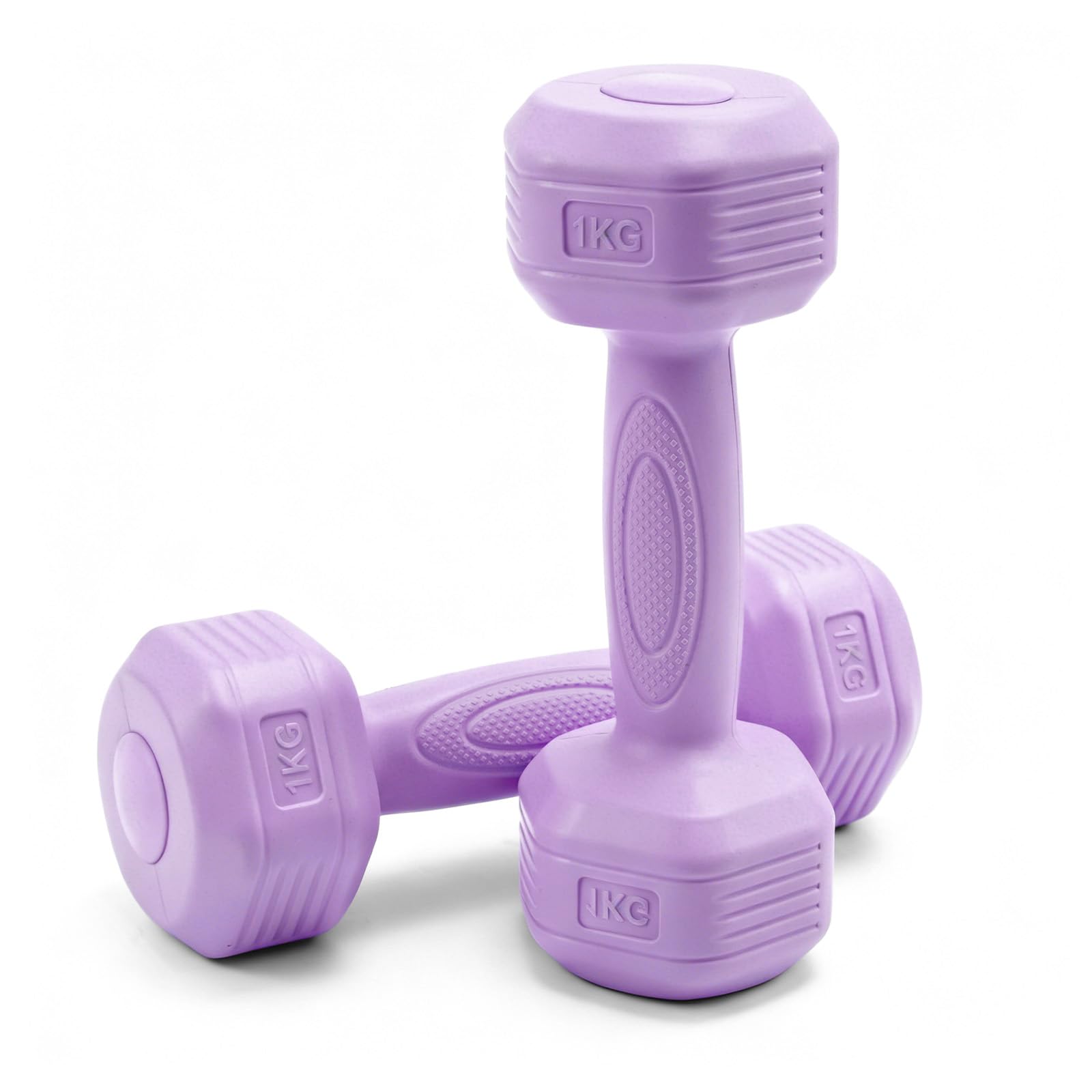 LN COZY CORNER 2PCS Neoprene Coated 1Kg Dumbbells Set for Home Fitness Strength Training Workout (Purple)
