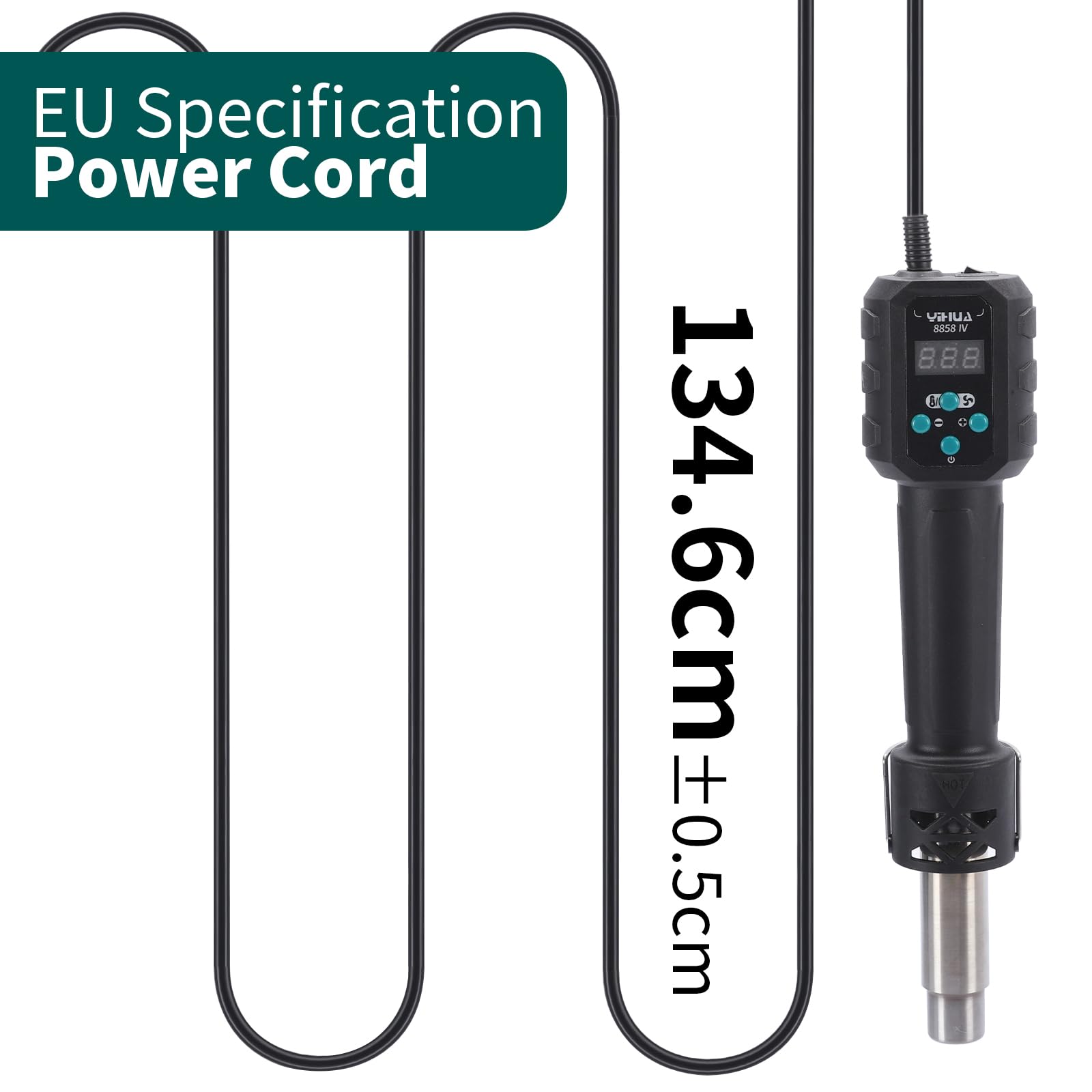 YIHUA 8858-IV Pistola termica per crafting, saldatura elettronica, fai-da-te, termoretraibile con funzione di controllo della temperatura e del volume d'aria, modalità standby manuale
