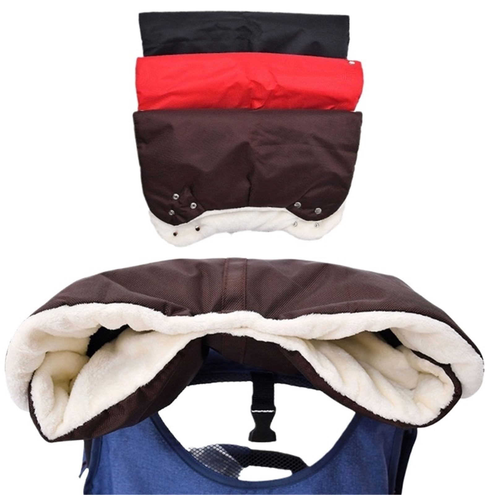 Guanti Passeggino Scaldamani antivento for passeggino, guanti universali foderati in pile, for tenere le mani asciutte e calde(Red)