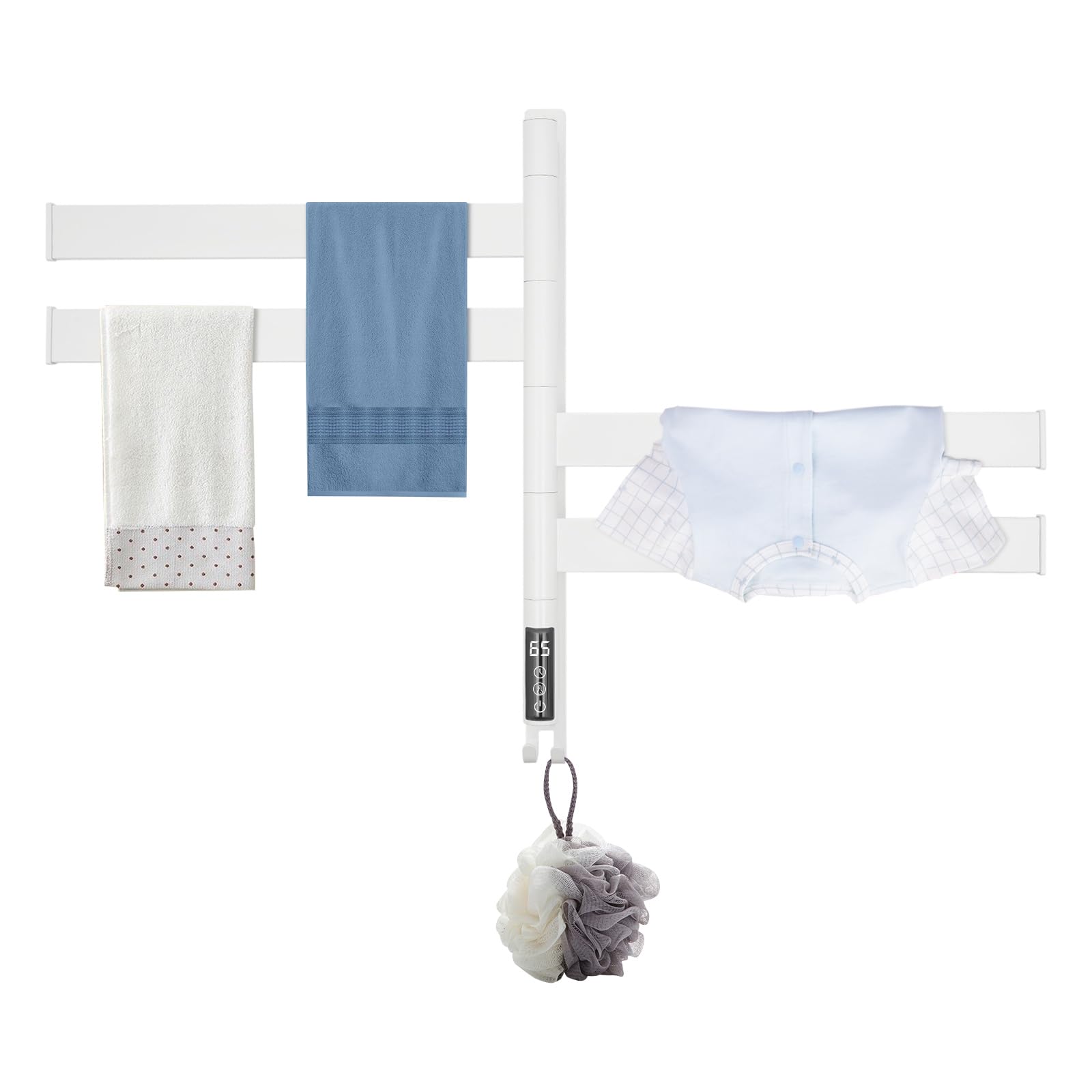 Scaldasalviette elettrico da bagno, con indicatore a LED, con termostato, scaldasalviette elettrico con termostato, scaldasalviette per bagno (bianco)
