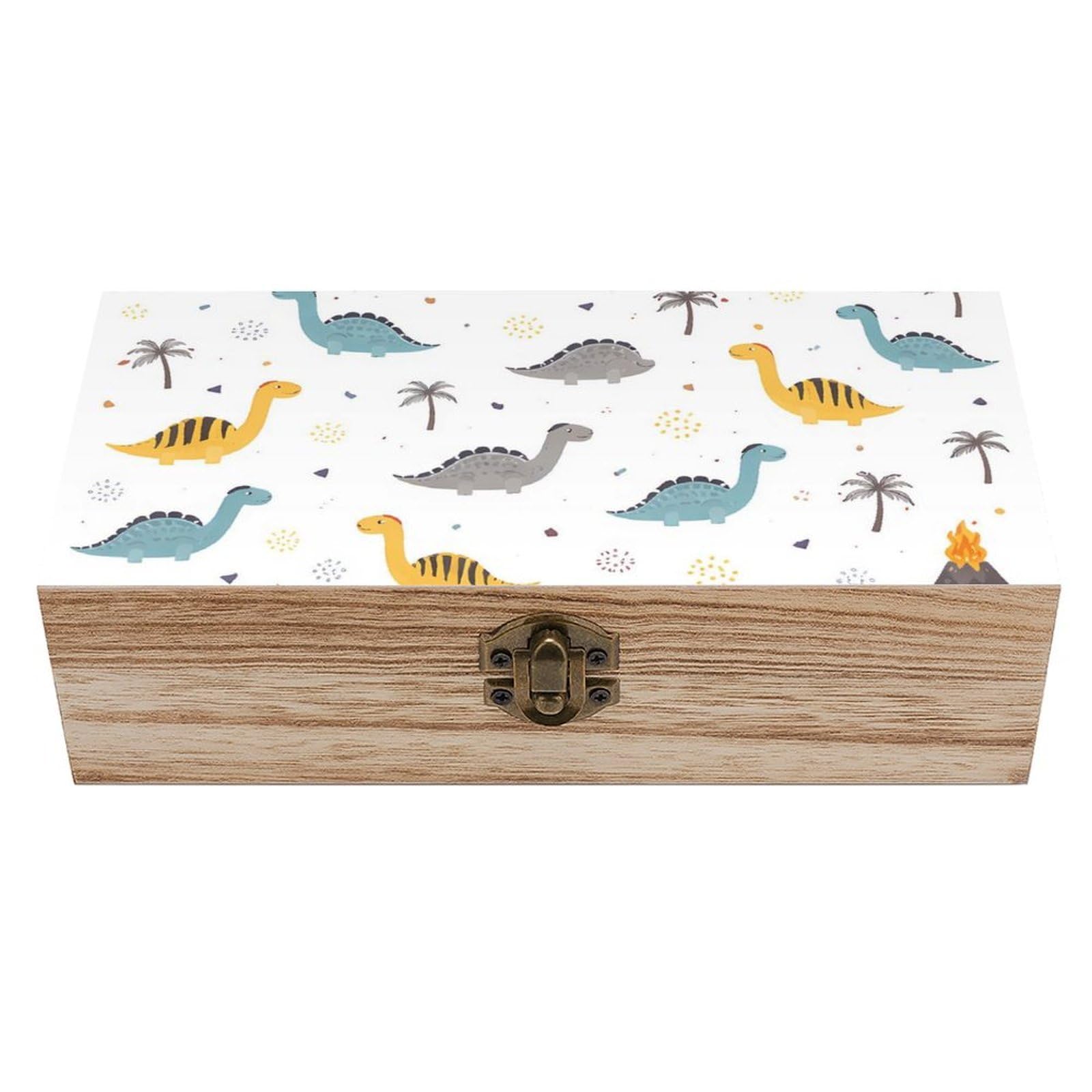 HLBSDM Cute Funny Dinosaur Wooden Storage Box