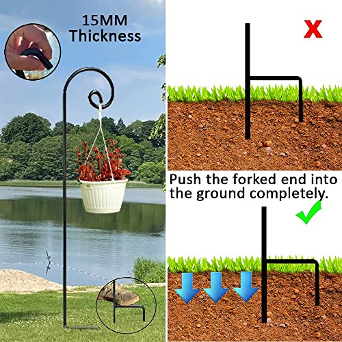 Ashman Shepherd Hook 65 Inch Curled (2 Pack), 1/2 Black Inch Diameter, Solid Metal For Hanging Plant Bird Feeders, Mason Jars, Flower Basket, Christmas Lights, Lanterns, Garden Stakes, And Weddings #TOP1