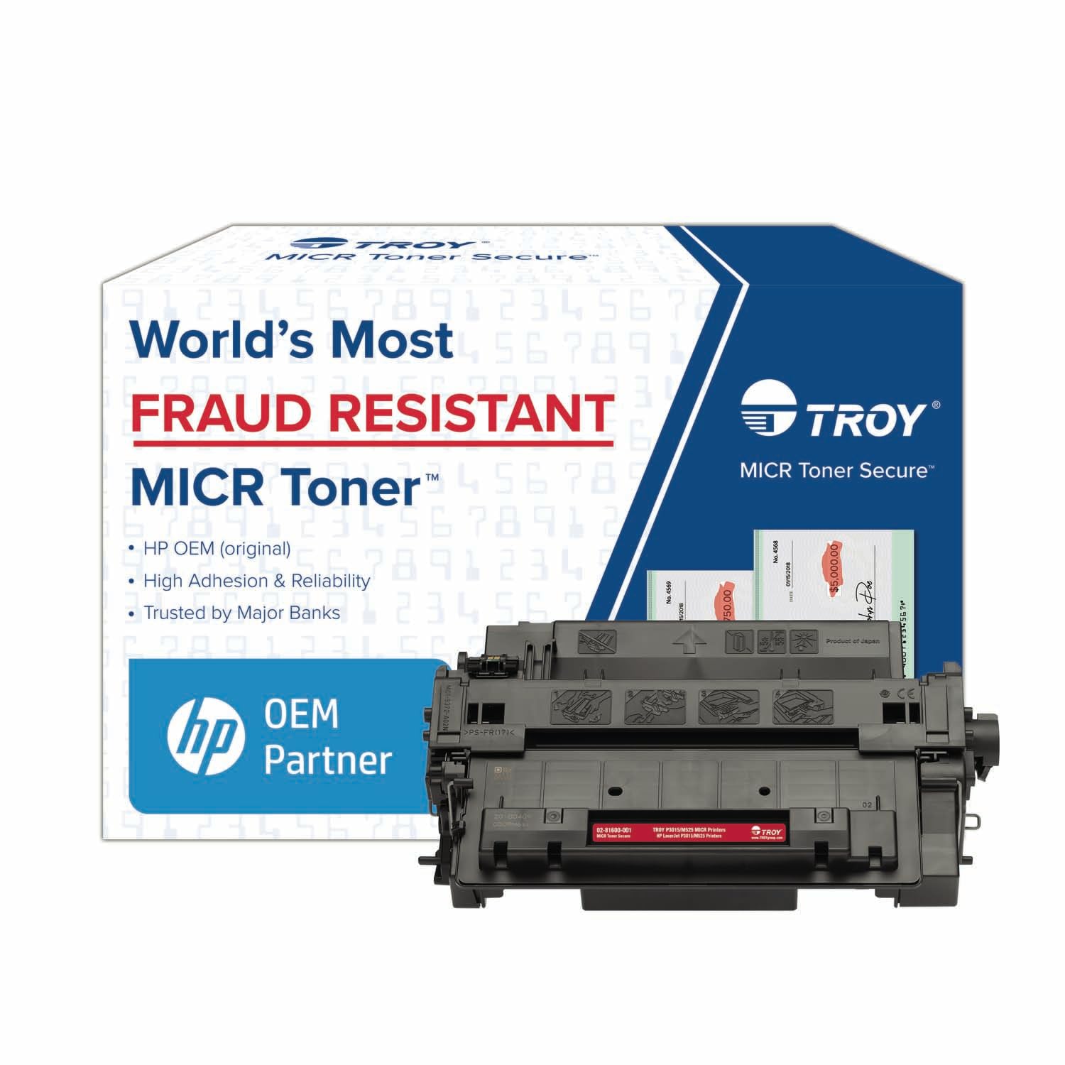 Troy 02-81600-001 3015/M525 MICR Toner Secure Cartridge (Coordinating HP Part Number: HP-CE255A), Black, Standard Yield