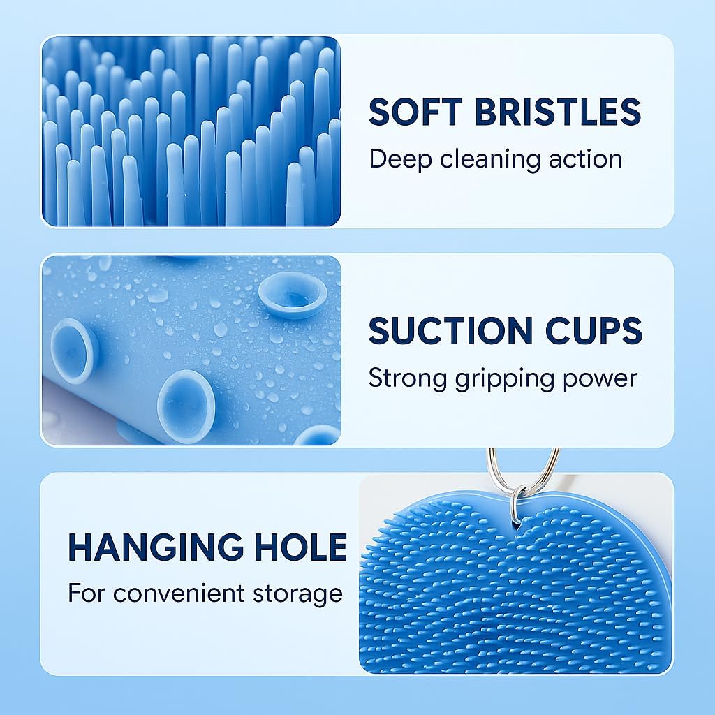 Shower Foot Scrubber Mat – Silicone Foot Brush with Non-Slip Suction Cups, Exfoliating & Massage Pad for Feet and Back Cleaning, Refreshing Shower Experience