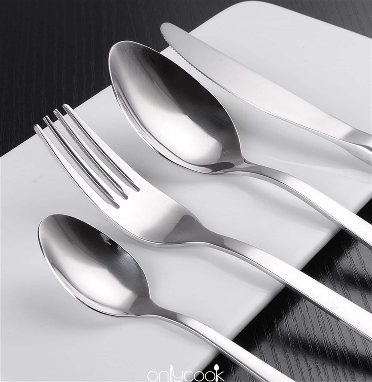 Couverts,Couverts 4 pièces couverts vaisselle fourchette à steak cuillère ensemble de couteaux vaisselle en acier inoxydable ensemble de couverts de luxe couverts de table de cuisine zéro déchet