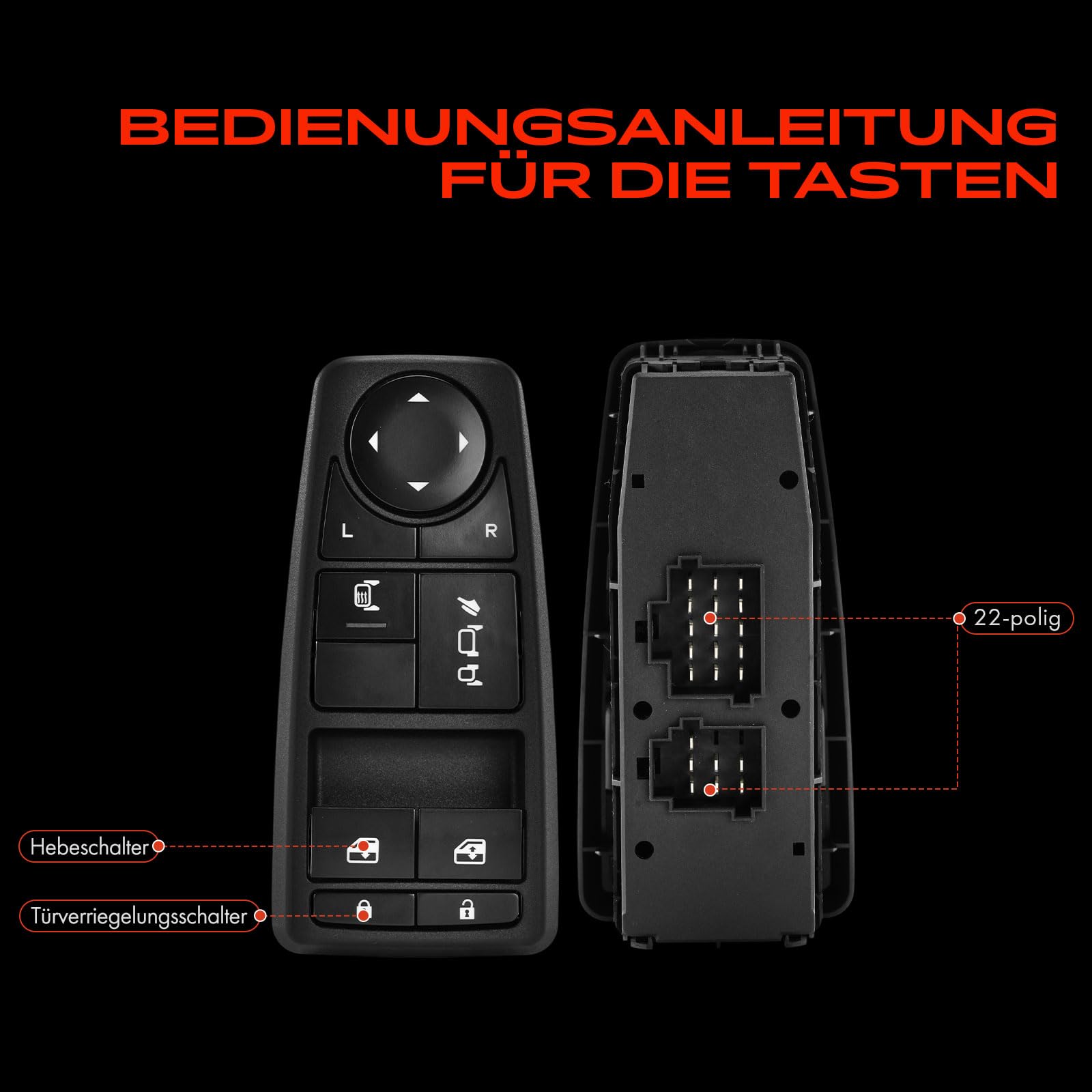Frankberg Fensterheberschalter Fahrerseitig 22-polig Kompatibel mit MAN TGL TGM 2005-2020 TGX 2007-2020 TGS Replace# 81258067093,81258067063