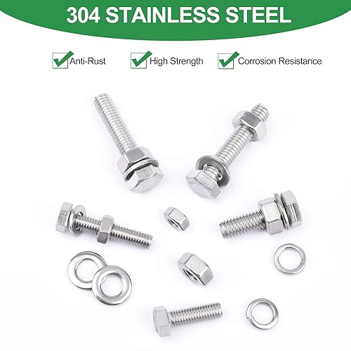 Vista 9 de Foliv Kit surtido de 523 pernos de grado 8 – Kit de tornillos y tuercas resistentes, rosca gruesa SAE de 3/8-16 x 1-2 pulgadas, chapado en zinc