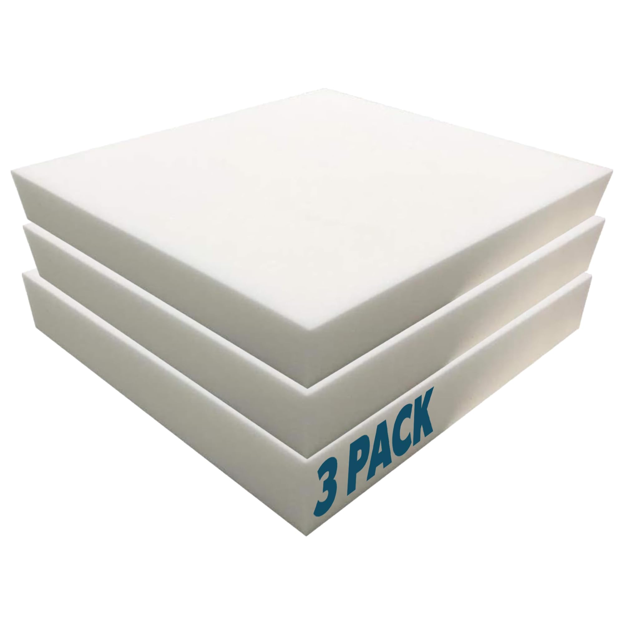 Foamma 7" x 28" x 28" High Density Upholstery Foam Padding for Cushions and Seat Repair, Thick-Custom Pillow, Chair, and Couch Cushion Replacement Foam, Craft Upholstery Supplies, 3 Pack