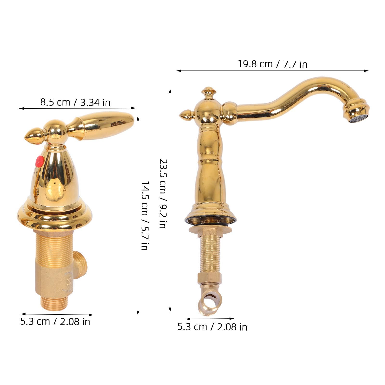 Französischer Retro Wasserhahn aus Kupfer mit 2 Griffen, 3-loch