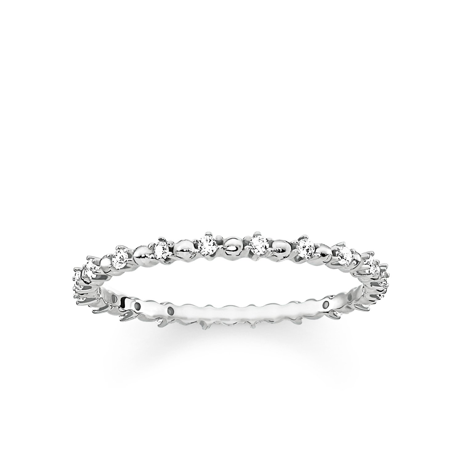 THOMAS SABO Ring Dots mit weißen Steinen 925 Sterling Silber TR2153