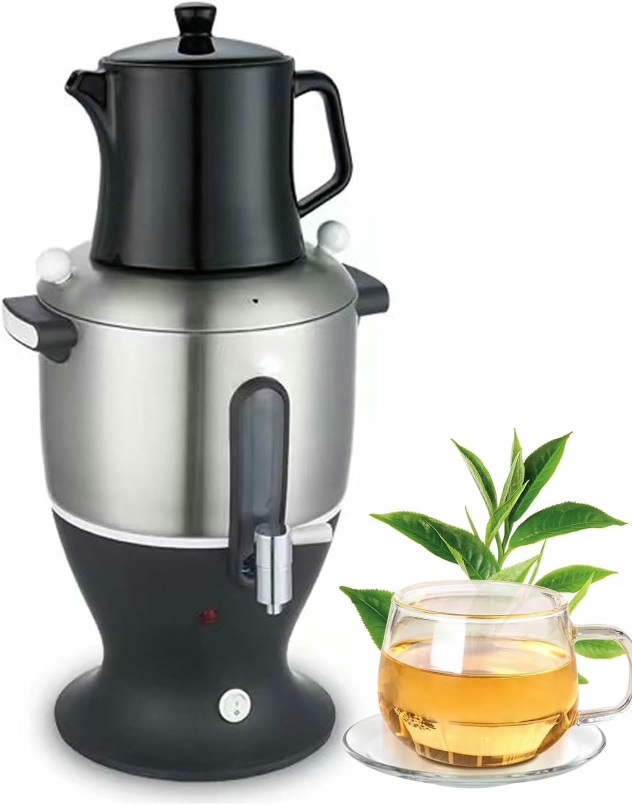 Machine À Thé Électrique Samovar, Double Casserole en Acier Inoxydable avec Fonction De Maintien Au Chaud, Chauffage Rapide Et Utilisation Facile pour La Maison Et Le Bureau