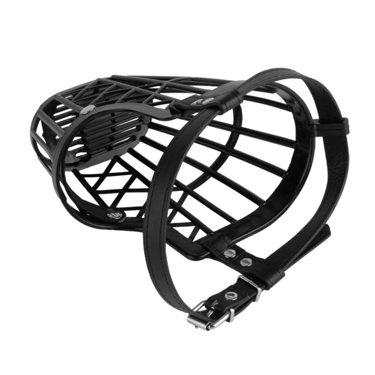 FRCOLOR Muselière pour Chien de Panier en Plastique Noir S Sangle Réglable en Cuir Usage Sûr et Confortable Quotidien