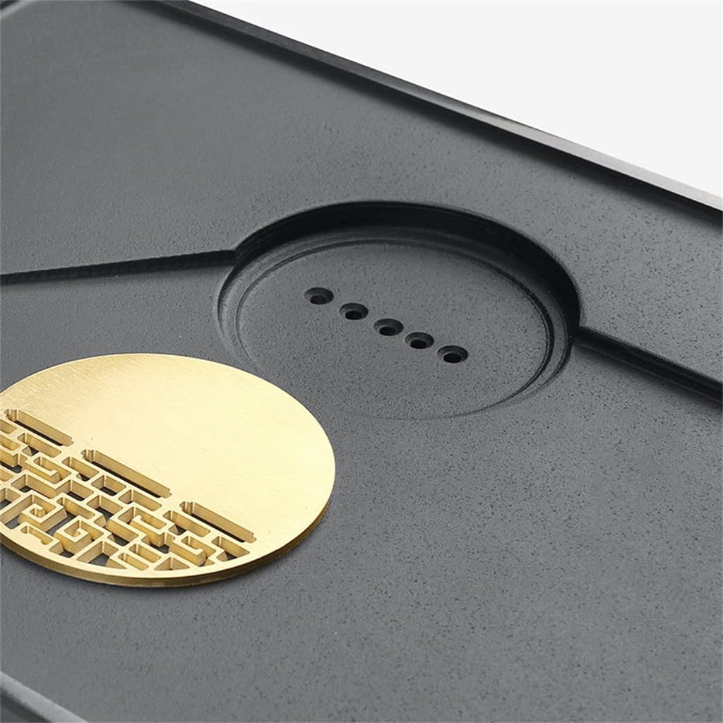 Stone Small Tea Table Round Black Tray Dry for Two Or Three Peoples