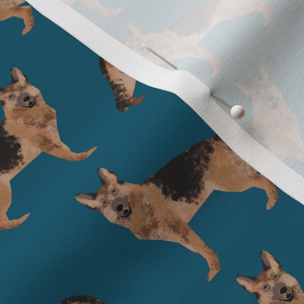 Spoonflower Fabric - German Shepherd Dog Dogs Cute Pet Navy Blue Shepherds Portrait Printed on Petal Signature Cotton Fabric by The Yard - Sewing Quilting Apparel Crafts Decor