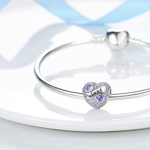 Miniatura 2 de Dijes de piedra natal para pulsera de plata de ley 925 colgantes para pulseras y collares con circonita cúbica 5A, regalos de cumpleaños para el día