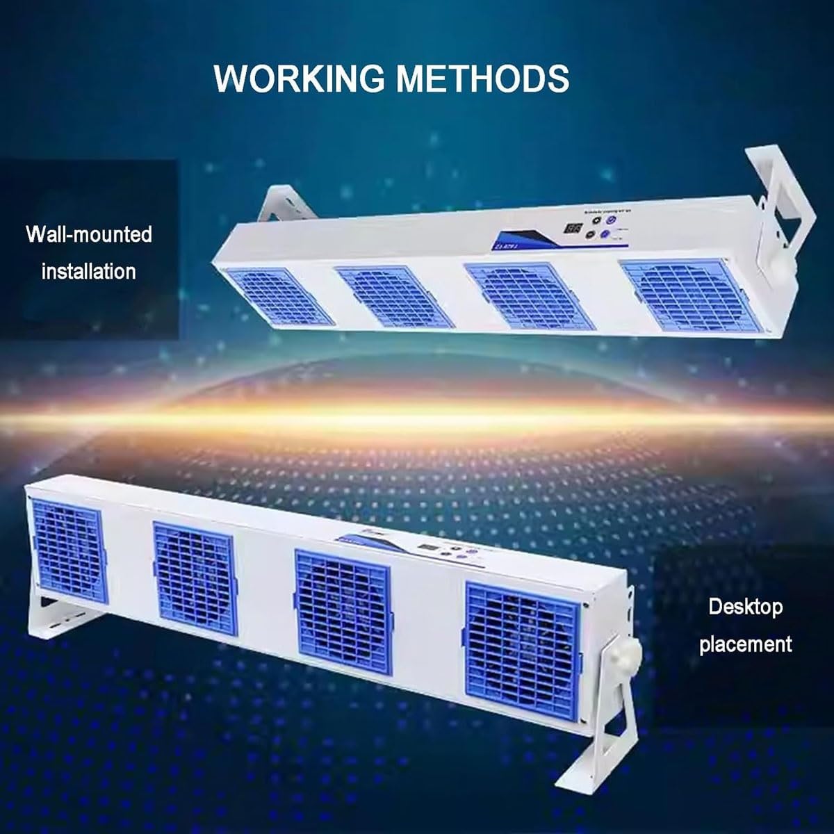 Ventilatore ionizzatore antistatico, ESD con volume d'aria regolabile da 10 a 120 CFM, girevole a 360°, eliminatore statico da tavolo e da parete, per officine
