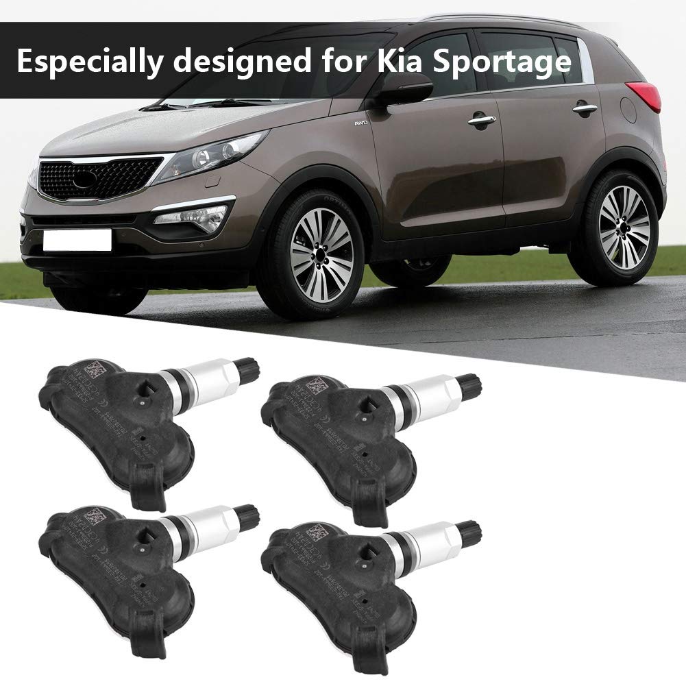 KIMISS 4 stücke ABS Auto TPMS Reifendruckkontrollsensoren Reifendrucksensor für IX35 52933-2S410 (Negro + Silber)