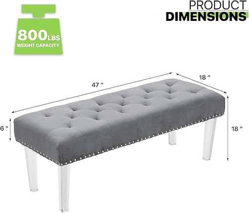 Miniatura 25 de Magshion Mid-Century - Banco otomano de microfibra con botones y patas en X, carga de hasta 440 libras para sala de estar, dormitorio, habitación,