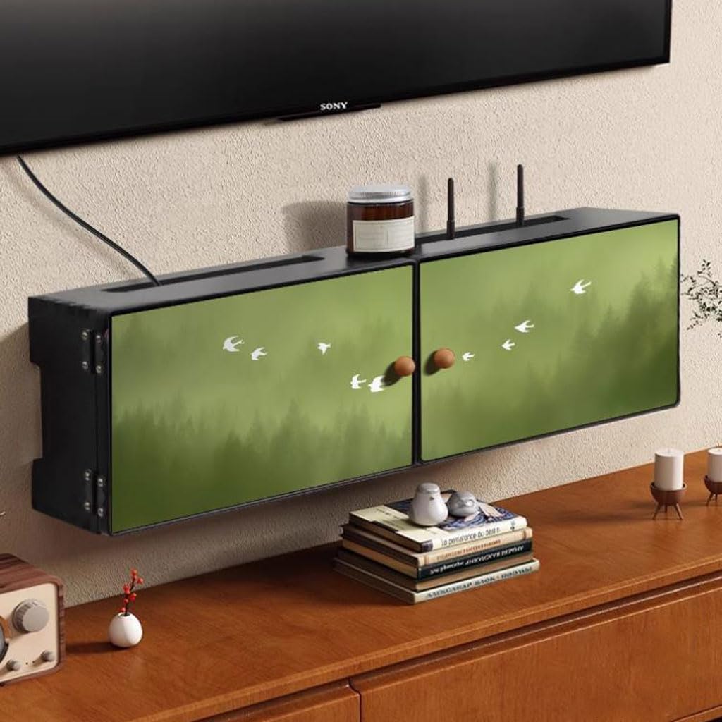Supporti TV per centri di intrattenimento Scatola nascosta per router WiFi, Mensola sospesa a parete per AV, accessori TV, decoder, decoder via cavo, console di gioco o altri piccoli proiettori