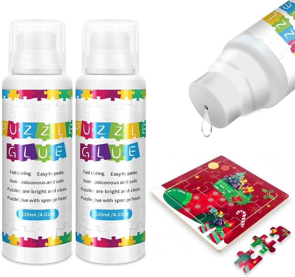Puzzle Glue, Puzzle Glue Clear with Applicator, Dries Quick & Easy to Apply Jigsaw Puzzle Glue
