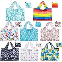 CODOBON Grocery Bags Reusable Foldable 8 Pack Shopping Bags Large 50LBS Groceries Bags Ripstop Waterproof Machine Washable Eco-Friendly Nylon animals-8pack