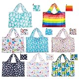 CODOBON Grocery Bags Reusable Foldable 8 Pack Shopping Bags Large 50LBS Groceries Bags Ripstop Water