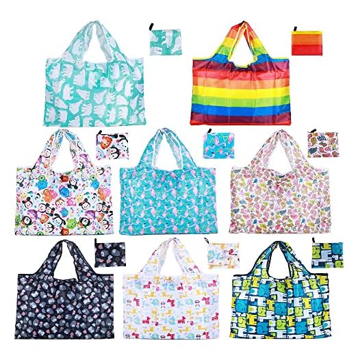 8-Pack Foldable Heavy-Duty Reusable Grocery Bags