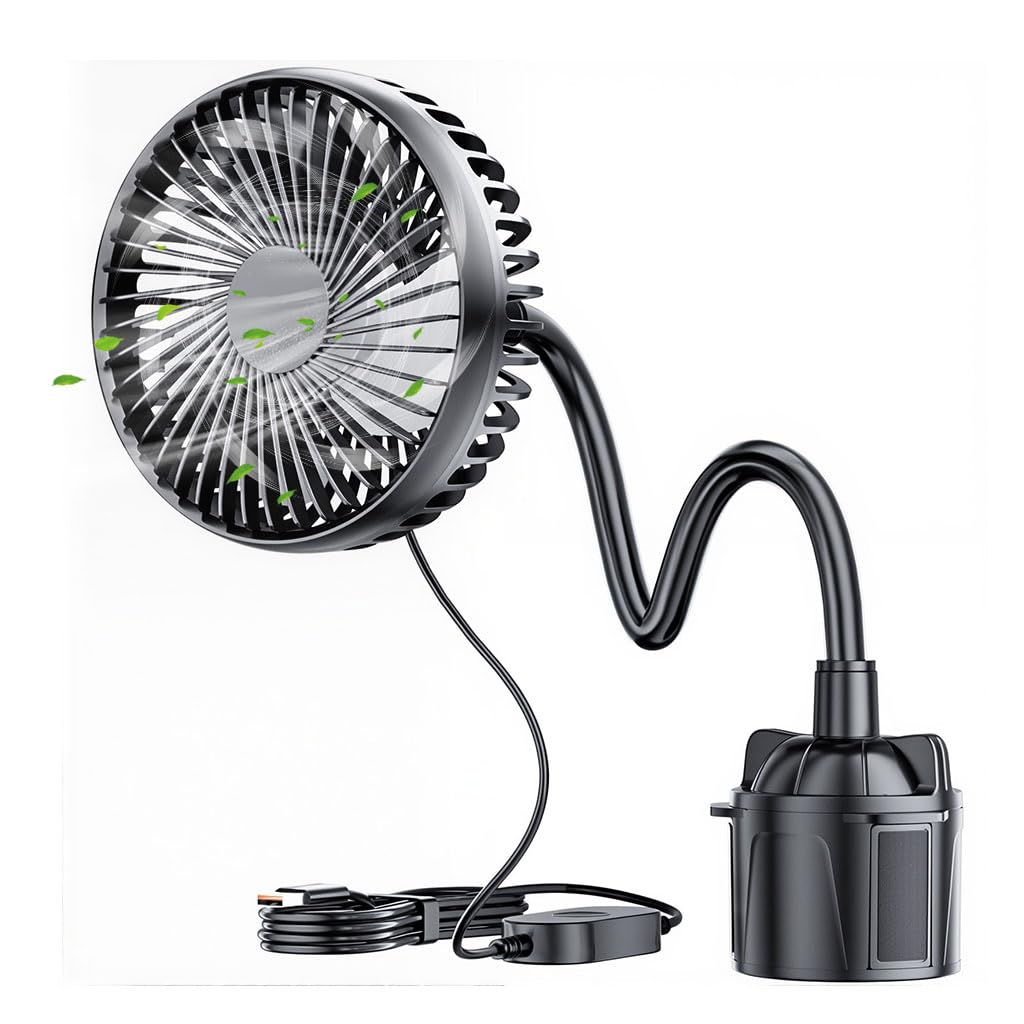 STHIRA® Car Fan for Cup Holder, 12V Car Cigarette Lighter Powered Car Cooling Fan with Controller, 3-Speed Car Cooling Fan with Flexible Goose Neck, Plug and Go Car Cooling Fan for Most Cup Holder-image-23