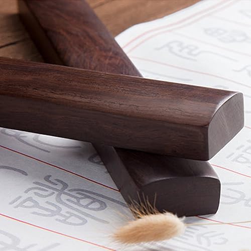 Miniatura 3 de Pisapapeles de madera de caligrafía china – Pisapapeles de madera, (1 par de 8.66 x 1.5 pulgadas) presionando el papel, sosteniendo el papel plano,