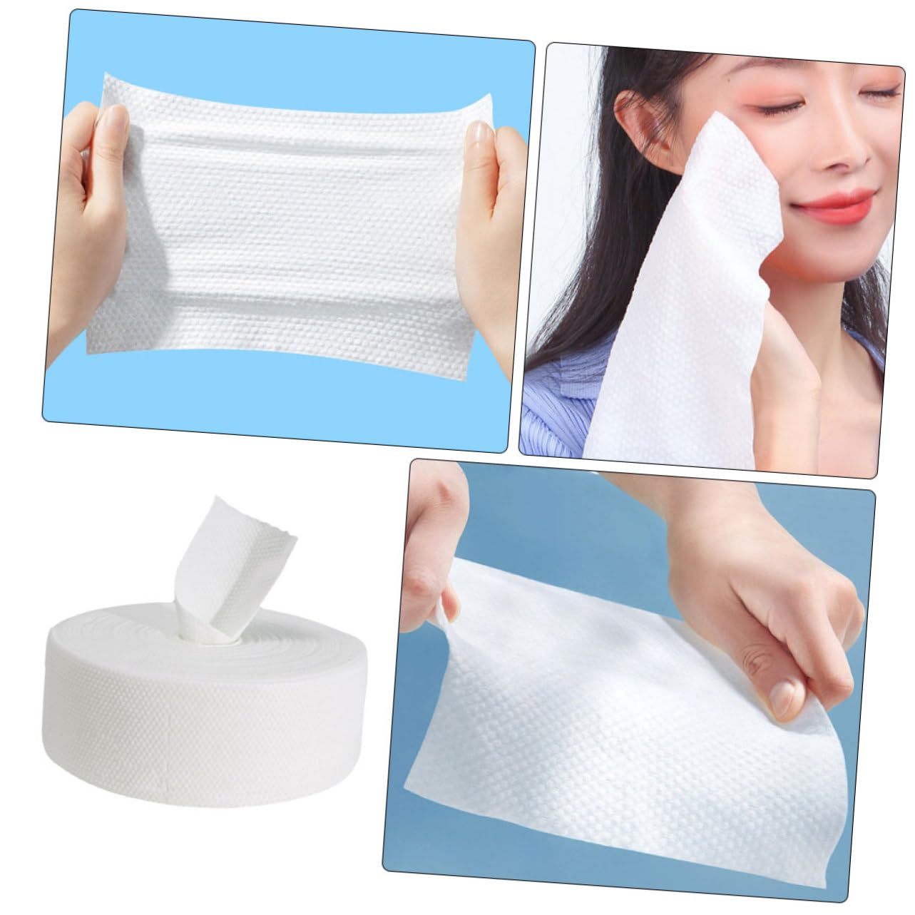 VALICLUD Salviette Viso in Cotone Monouso per Rimozione Trucco e Pulizia Quotidiana, 600g, Bianche, Morbide e Portatili