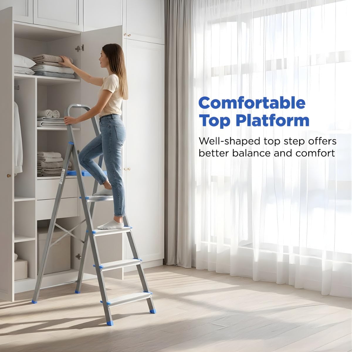 Nilkamal Rise 5 Step Ladder - Heavy Duty & Safe -6