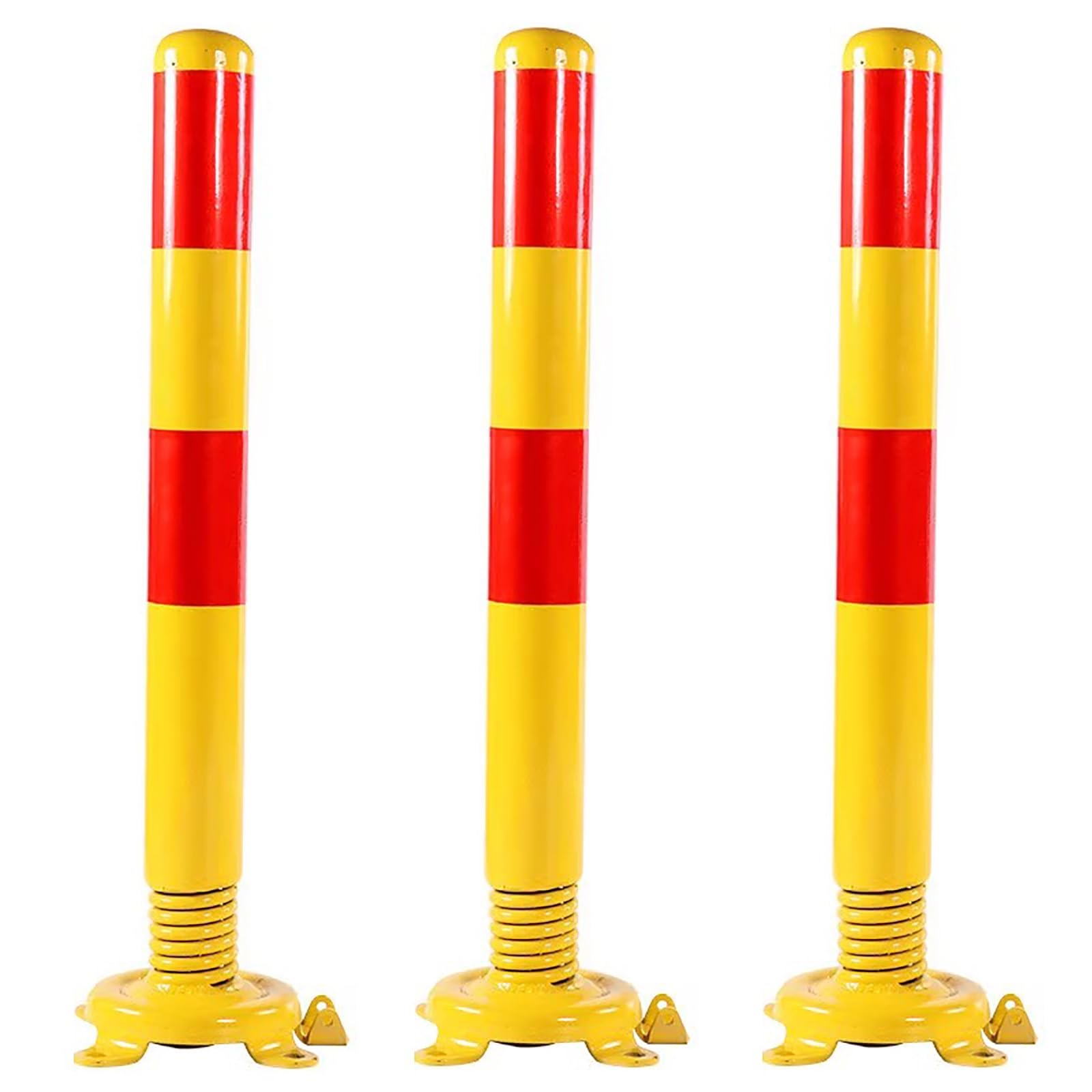 SaryEdge Traffic Delineator Posts, Driveway Blocker Safety Bollards Floor Mount, Parking Barrier For Parks Garden Pathways Streets,3 Pcs,3 Pcs