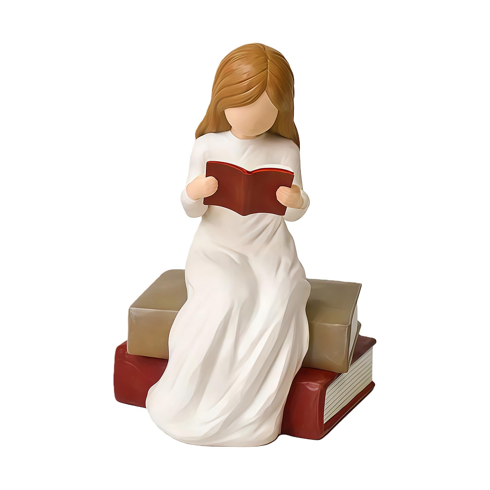 Shurhome Reading Girls Figurines Sculpture Thinkers Statue Book Lover Readers Graduates Bookshelf Decors Figurines