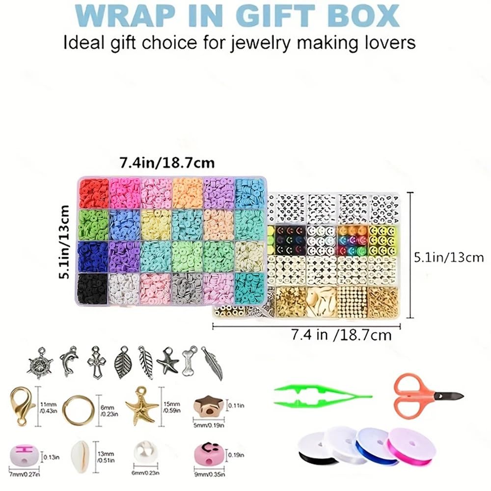 Abalorios Para Hacer Pulseras Kit de fabricación pulseras for 7200 cuentas arcilla, joyas con del alfabeto y colgante