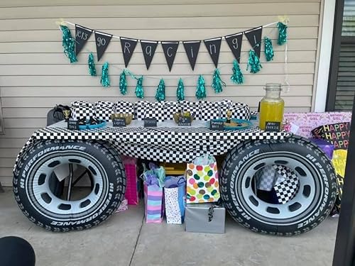 image for Adorox Set of 12 Checkered Racing Treat Boxes - Race Car Theme Party F