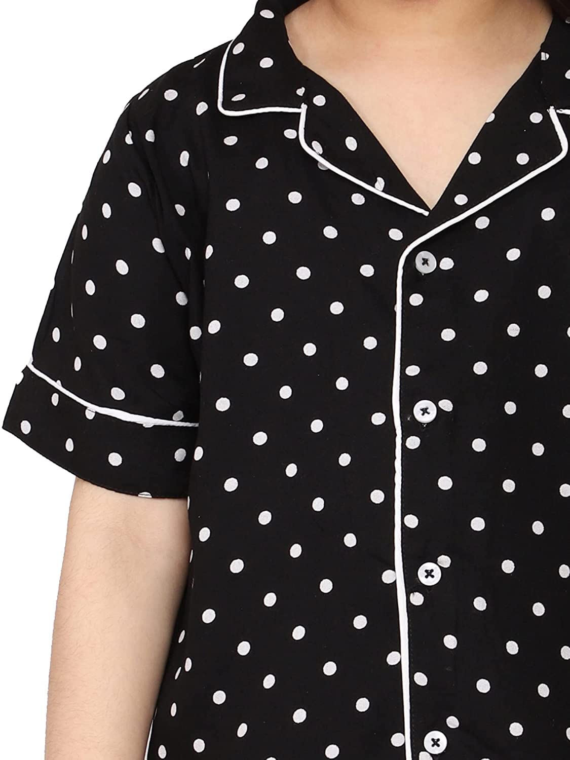 mininest Baby Boy's & Baby Girl's Cotton Black Polka Dots Printed Night Suit Pack of 1(DOTS-BLK-HFSLV-NS-34) 1