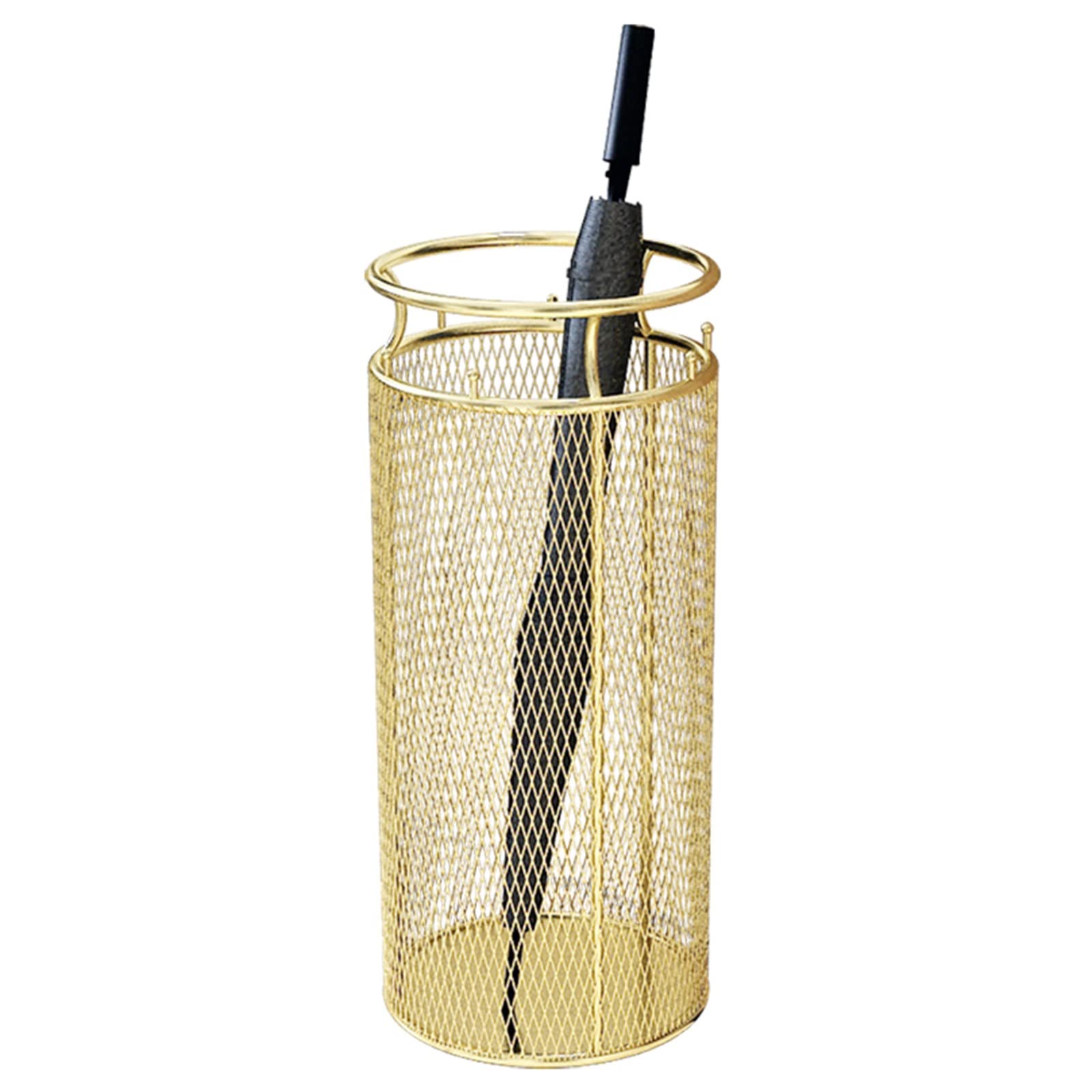 Porte-parapluie doré autoportant au design creux élégant pour l'organisation de l'entrée