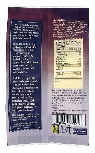 Miniatura 2 de Lotus Foods Ramen de arroz orgánico prohibido con sopa de miso, 2.8 onzas - 10 por caja.