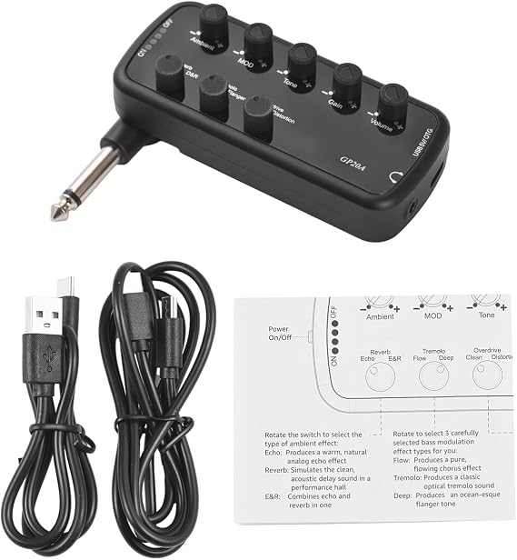 Headphone Bass Amplifier 3 Built in Speakers Analog Tone OTG Internal Recording Bass GP20B (Guitar)