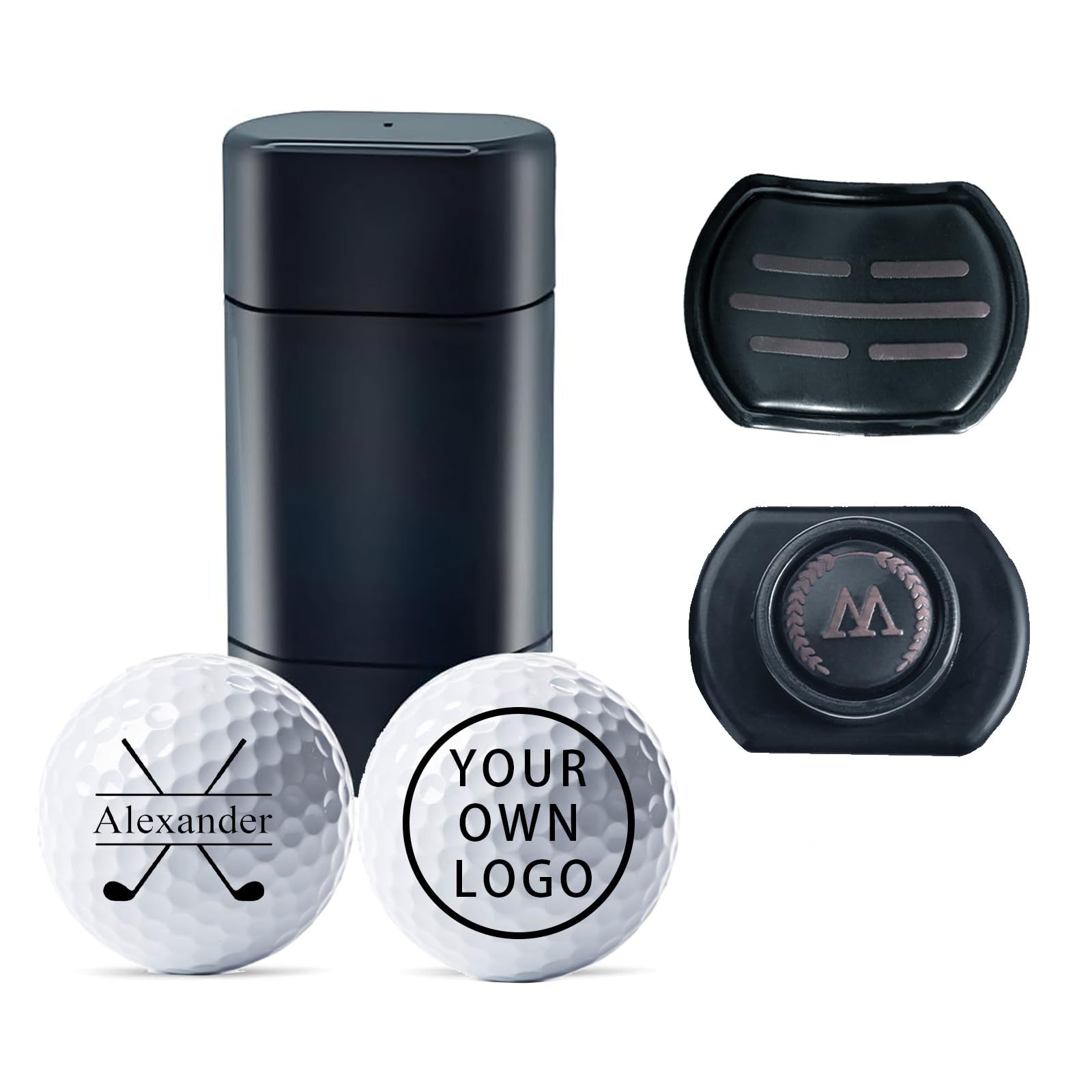 VniqlooCustom Golf Ball Marker Stamp – Dual-Use Design with Waterproof Quick-Dry Ink, Smudge-Free, Replaceable Heads, Refillable Ink, for Men, Golfers, and Loved Ones