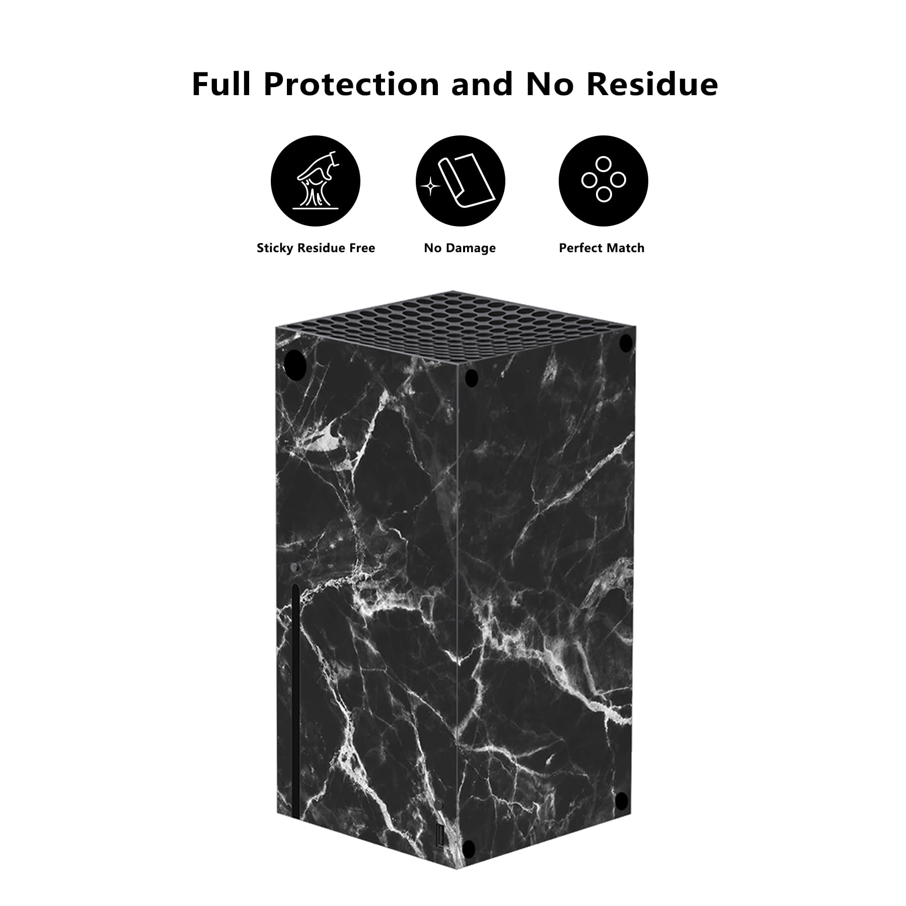 PlayVital Adesivo Skin per Xbox Series X Console&Controller Sticker Decal Cover Vinile per Xbox Series X-Effetto Marmo Bianco Nero