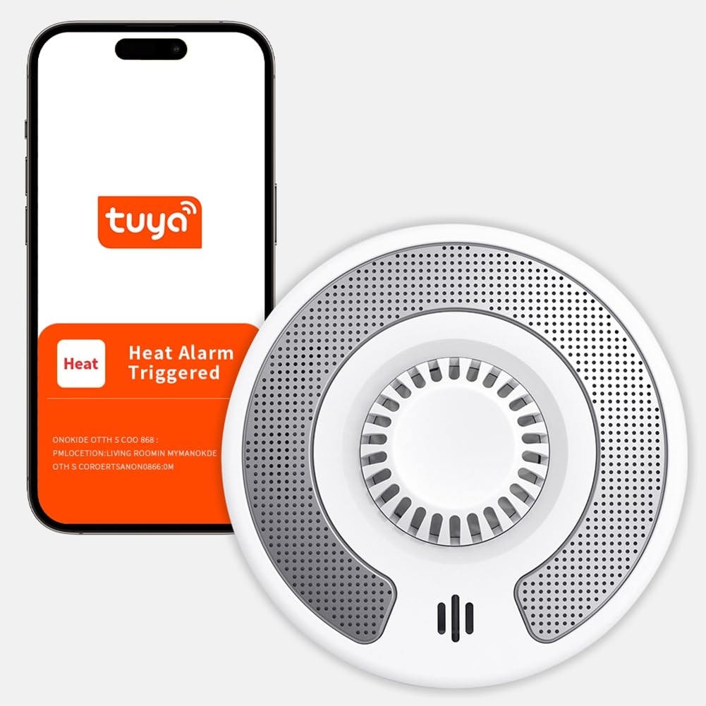 WiFi Smart Hitzemelder mit Tuya App-Steuerung, WiFi Wärmealarm mit versiegelter 10-Jahres-Li-, BS 5446-2, VH03W