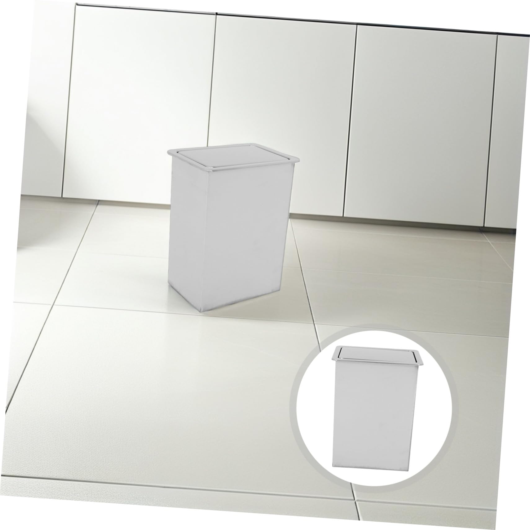 Cabilock Cubos Basura Acero Inoxidable Empotrados con Tapa Abatible para Encimera Cocina Oficina Restaurante Diseño Compacto Resistente Corrosión Limpieza Sencilla