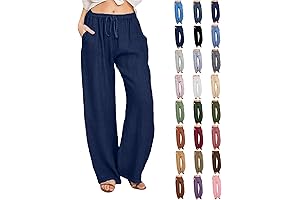 Evaless Linen Pants for Women|| Cotton Linen Drawstring Palazzo Pants with Pockets