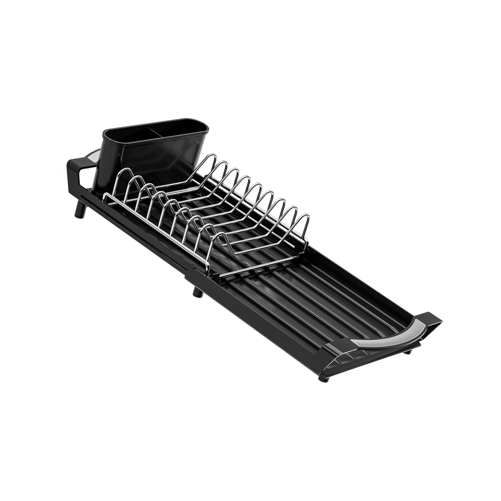 Buxuaaaa Extendable Drying Rack Including Tool Holder and Efficient Drain Structure for Small Spaces 29.5 in Long Modifiable Kitchen Drying Rack