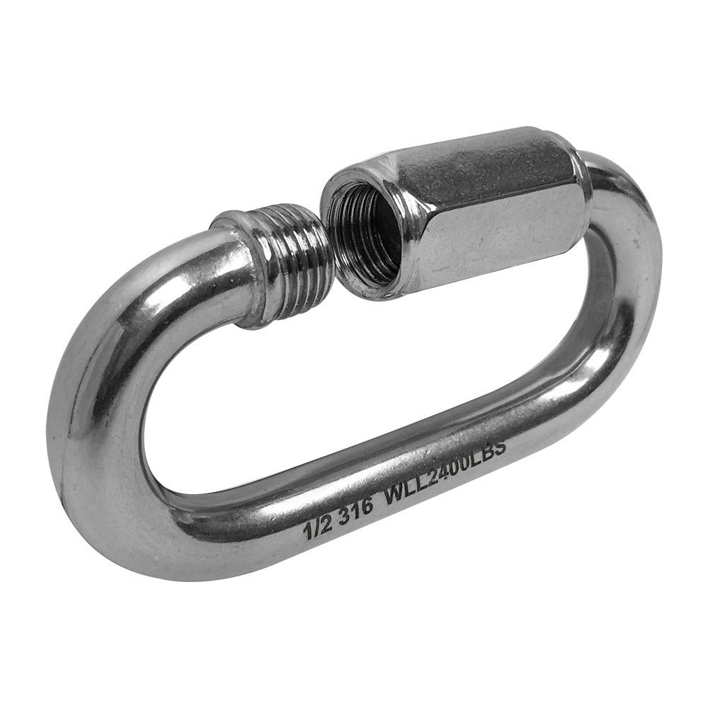MH GLOBAL Quick Link Shackle Boat SS316 2,400 Lbs WLL Marine 316 Stainless Steel 1/2 Inch