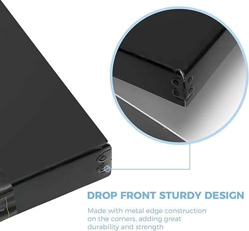 Miniatura 5 de Lineco Caja de almacenamiento de archivo de museo, 11.75 x 17.75 x 1.5 pulgadas. Diseño frontal caído. Sin ácidos con borde metálico. Organiza