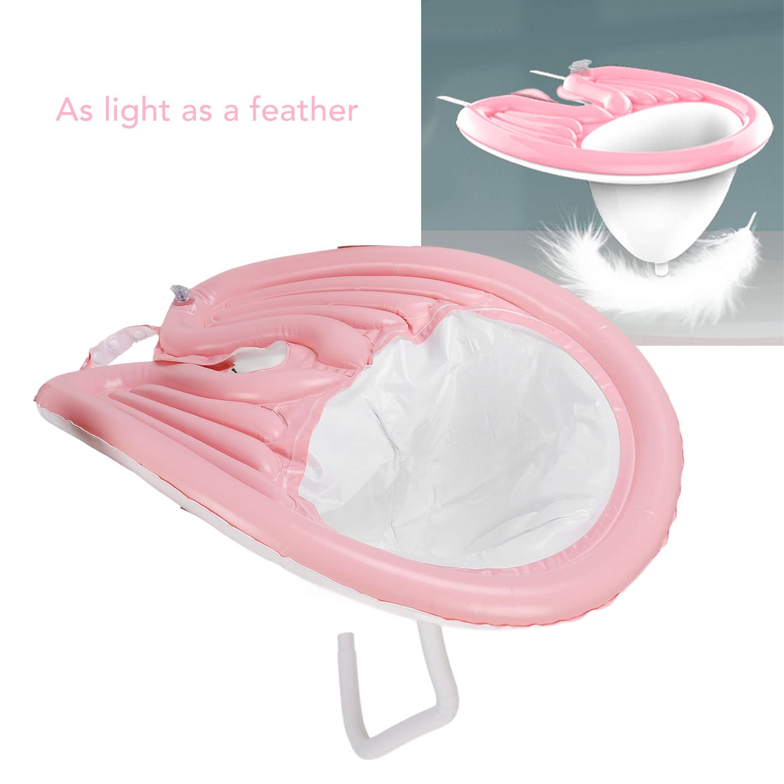 KIMISS Cuenco Inflable para champú - Fregadero Portátil para Lavar el Cabello con Manguera de Drenaje Desmontable para el Cuidado del Cabello en la Cama - Fácil de Usar, Liviano e Ideal para